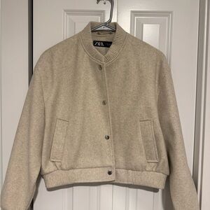 Zara Women's Beige Bomber Jacket